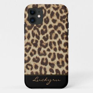 Coque iPhone 11 Cas fait sur commande d'empreinte de léopard de