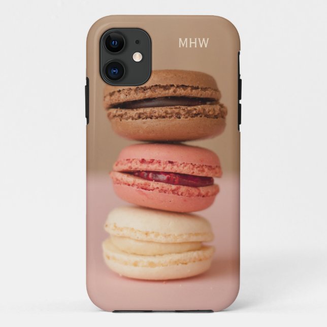 Coques Case-Mate iPhone Cas faits sur commande de monogramme de macarons (Dos)