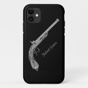 Coque iPhone 11 Cas personnel de l'iPhone 5 de pistolet antique