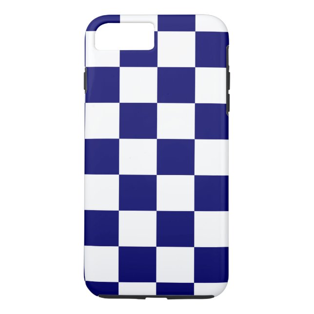 Coques Case-Mate iPhone Cas plus de marine et d'iPhone 8 Checkered blancs (Dos)