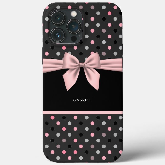 Coques Case-Mate iPhone Cas rayé rose noir et gris rose et blanc (Verso)