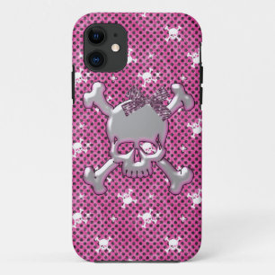 Coques Pour iPhone Cas rose de l'iPhone mignon 5 de crânes et de pois