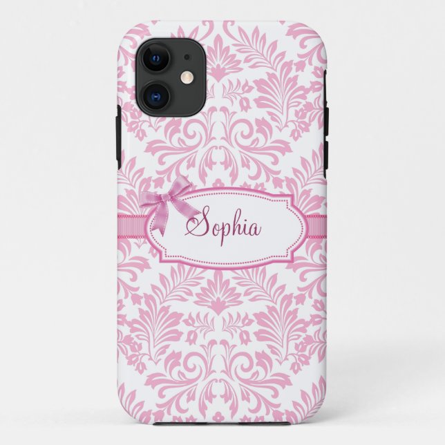 Coques Case-Mate iPhone Cas rose Girly d'Iphone 5 de damassé (Dos)