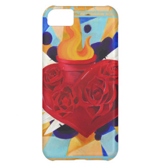 Coque iPhone 5C Cas sacré de téléphone de Graffitti de coeur et de