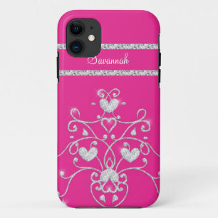 Coques Pour iPhone Cas scintillant rose de l'iPhone 5 de coeurs de