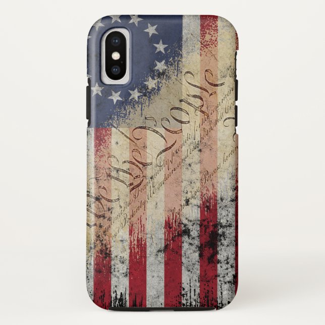 Coques Case-Mate iPhone Cas vintage de l'iPhone X de drapeau américain de (Dos)