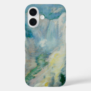 Coques iPhone 16 Cascade dans Yellowstone par Twachtman, Art Vintag
