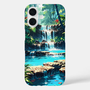 Coque Pour iPhone 16 Cascade de la jungle d'été cachée