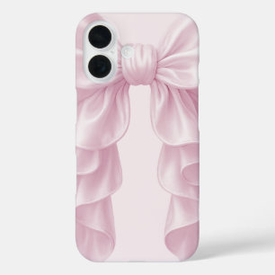 Coque Pour iPhone 16 Cascade de ruban rose froncé Élégant et chic fémin