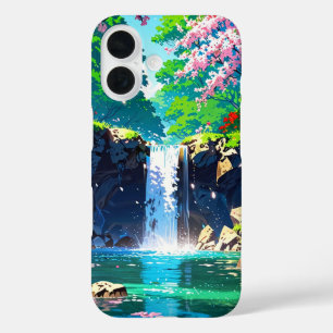 Coque Pour iPhone 16 Cascade du printemps - Paysage d'Anime