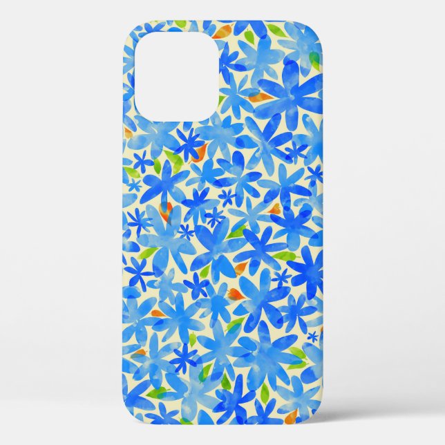 Coques Case-Mate iPhone Cascade florale : Fleurs bleues Motif sans couture (Verso)