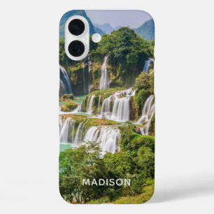 Coque Pour iPhone 16 Plus Casccascades porte-nom personnalisé