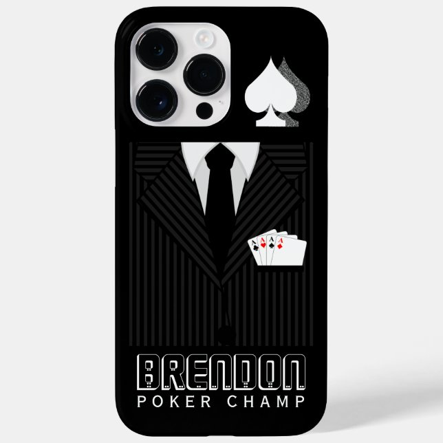 Coques Case-Mate iPhone Casino de poker Champ noir et gris Pinstripe (Verso)