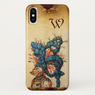 COQUES POUR iPhone CASQUE DE CHEVALIER ANTIQUE AUX FEUILLES BLEU ROUG