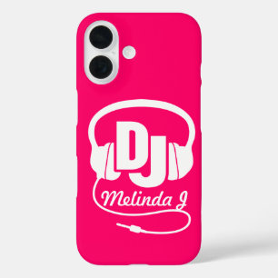 Coques iPhone 16 Casque DJ fille nom rose