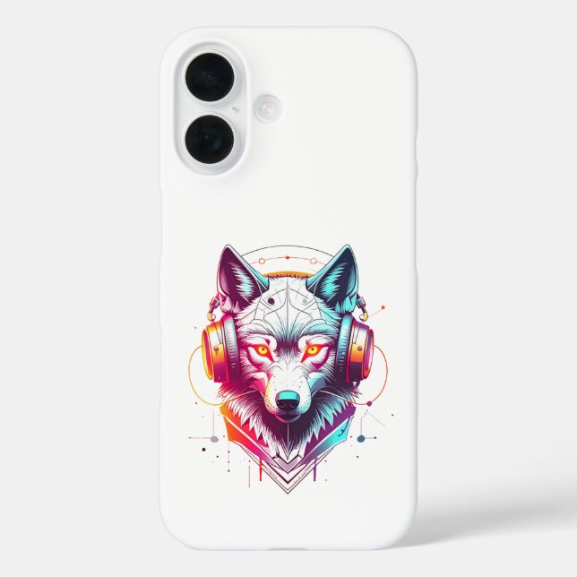 Coques Case-Mate iPhone Casque Neon Cyber Wolf Y2K (Verso)