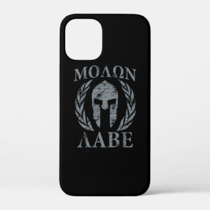 Coque iPhone 12 Mini Casque spartiate Molon Labe Grunge