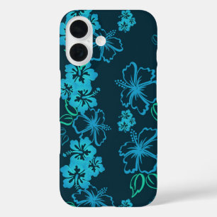 Coque Pour iPhone 16 Casque téléphonique Blue Hawaii Hibiscus