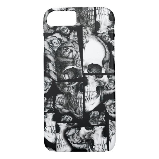 Coques Case-Mate iPhone Cassé, images rompues de crâne rose dans le noir (Dos)