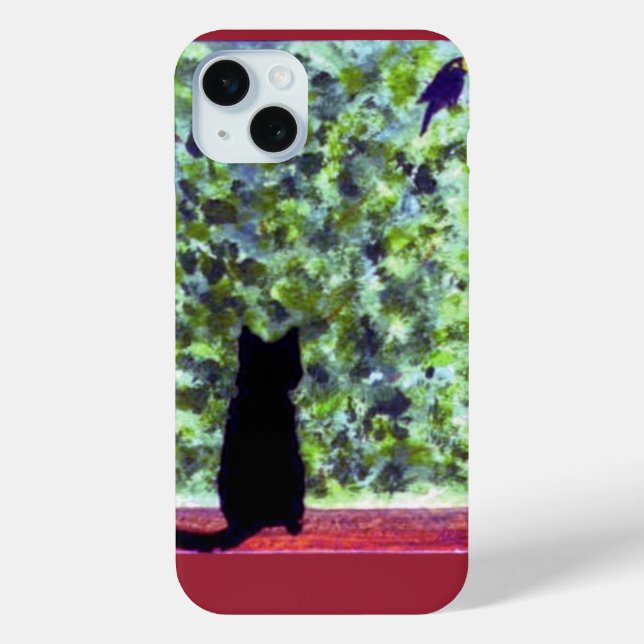 Coques Case-Mate iPhone Cat Art Black Cat Oiseau à observer! (Verso)