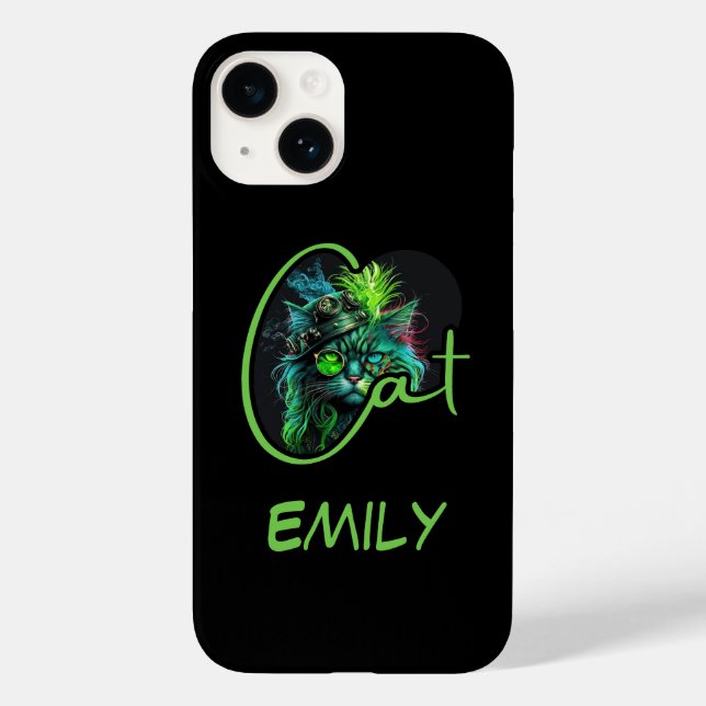 Coques Case-Mate iPhone Cat Cyber Steampunk CUSTOM - Amoureux des chats (Verso)