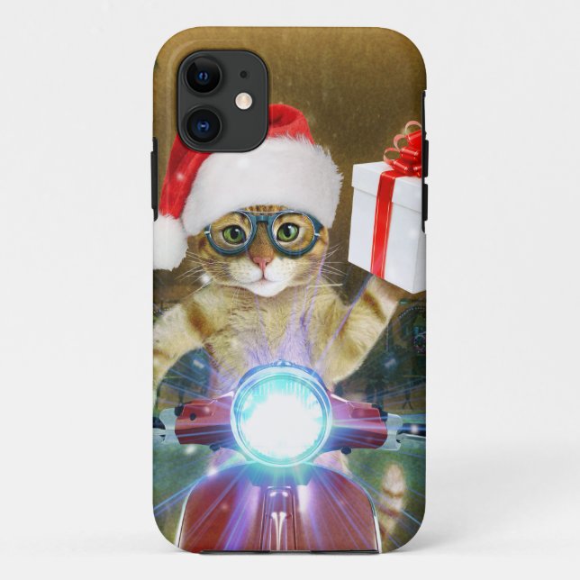 Coques Case-Mate iPhone Cat dans le Santa Claus a empoisonné les délicieux (Dos)