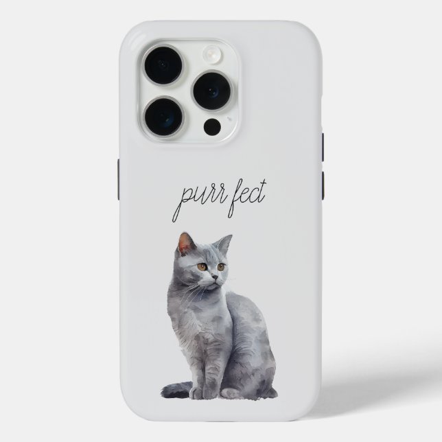 Coques Case-Mate iPhone Cat gris Purr (Verso)
