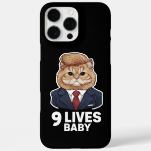 Coque iPhone 16 Pro Max Cat Trump 9 Lives Baby