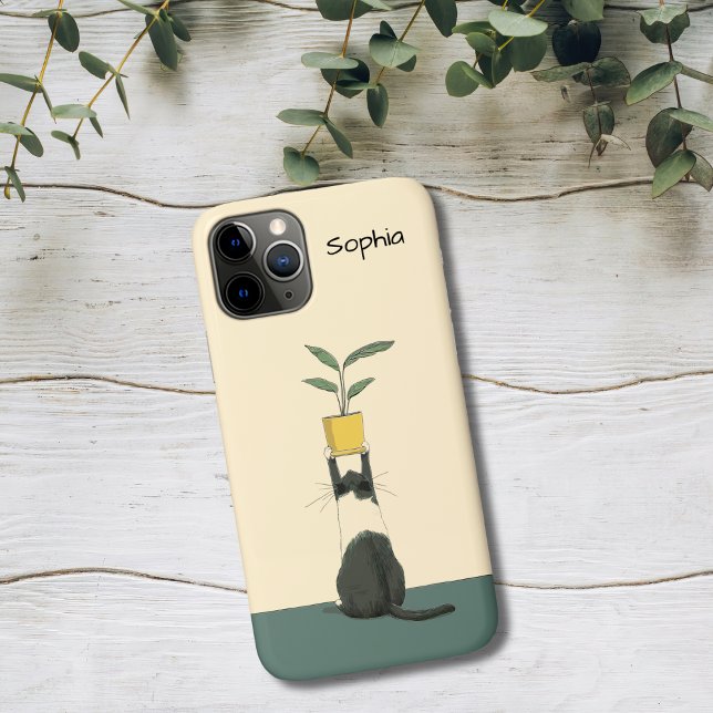 Coques Case-Mate iPhone Cat with Plant (Créateur téléchargé)
