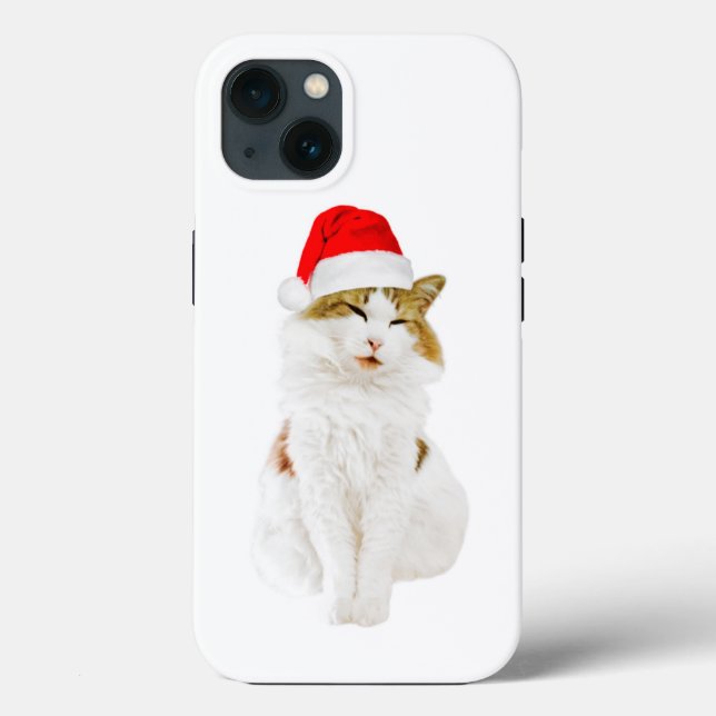 Coques Case-Mate iPhone Cat with Santa's Hat Case-mate iPhone Case (Verso)