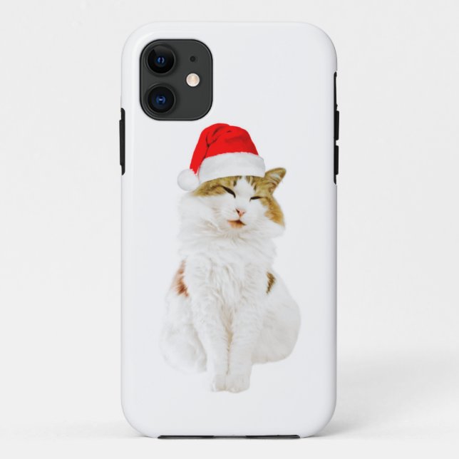 Coques Case-Mate iPhone Cat with Santa's Hat Case-mate iPhone Case (Dos)