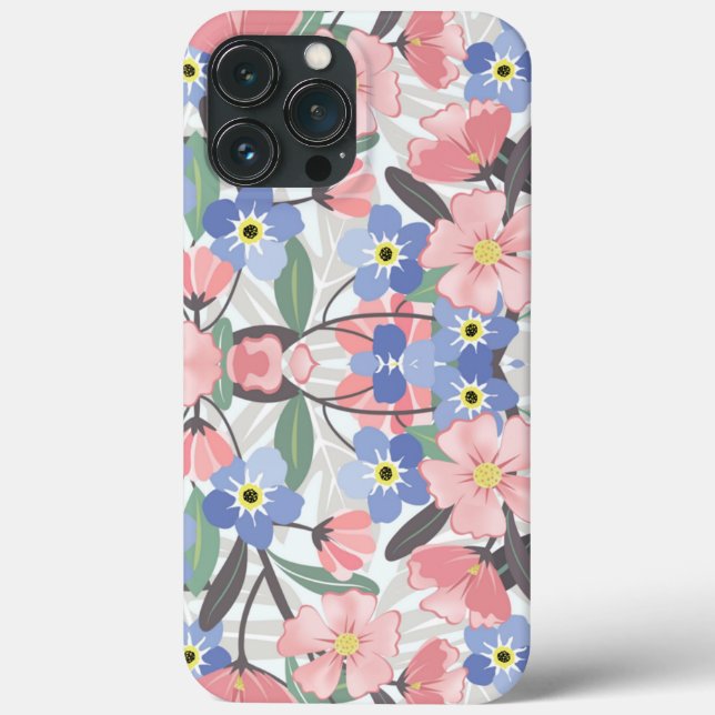 Coques Case-Mate iPhone Cath Kidston Londres Design fleurs bleues (Verso)