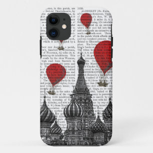 Coque iPhone 11 Cathédrale Saint-Basile et Ballons rouges à air