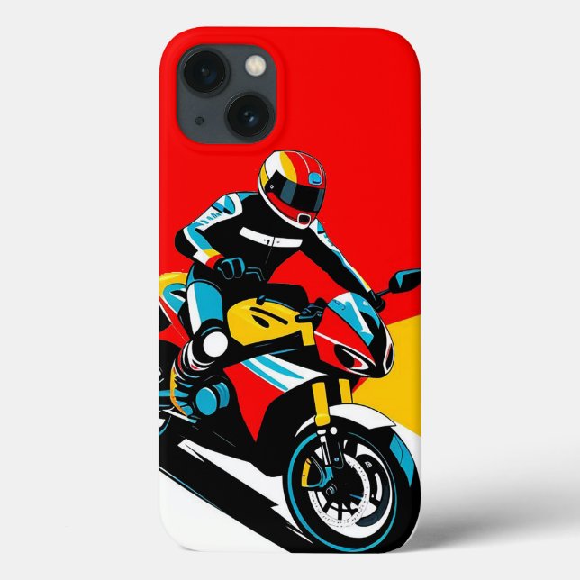 Coques Case-Mate iPhone Cavalier de moto classique sur fond dramatique (Verso)