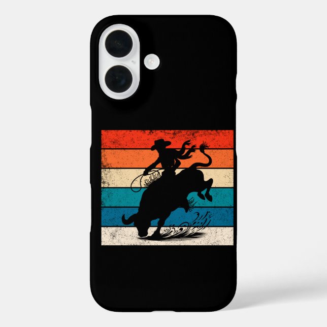 Coques Case-Mate iPhone Cavalier de taureau de rodéo de style rétro de ran (Verso)