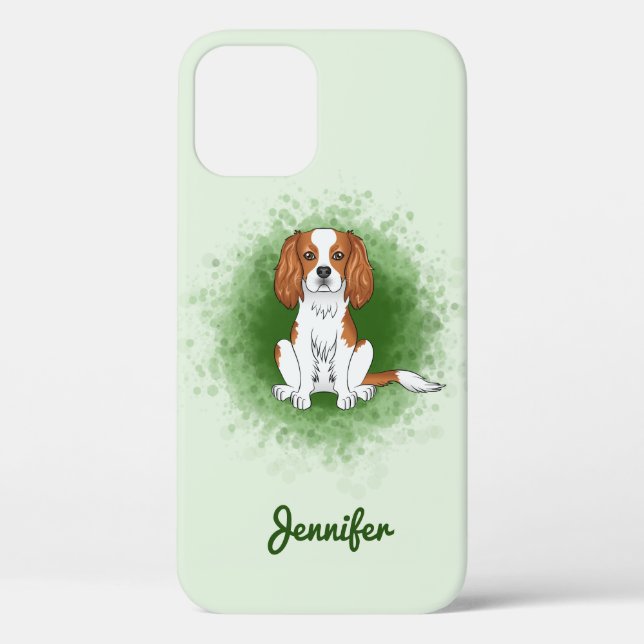 Coques Case-Mate iPhone Cavalier King Charles Spaniel Blenheim sur fond ve (Verso)