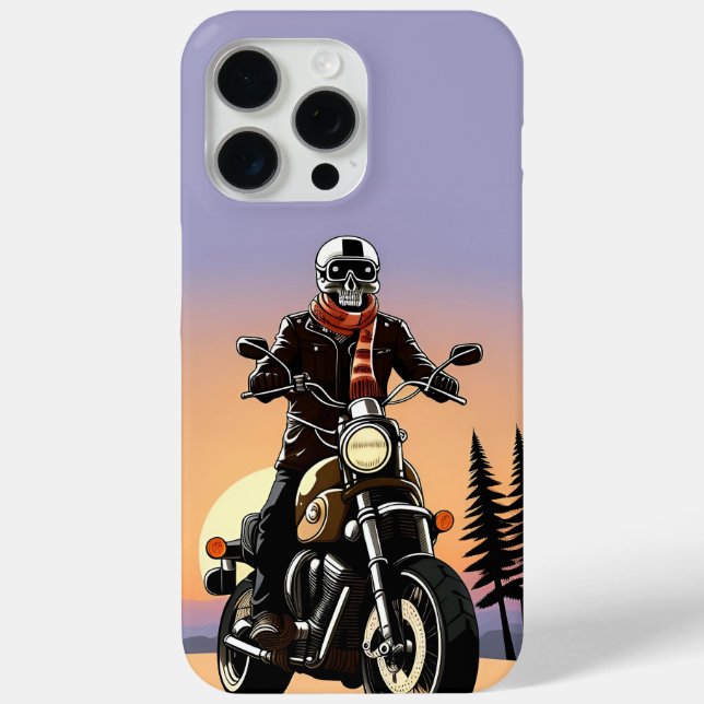 Coques Case-Mate iPhone 💀 Cavalier noir avec masque de crâne sur rue à gr (Verso)