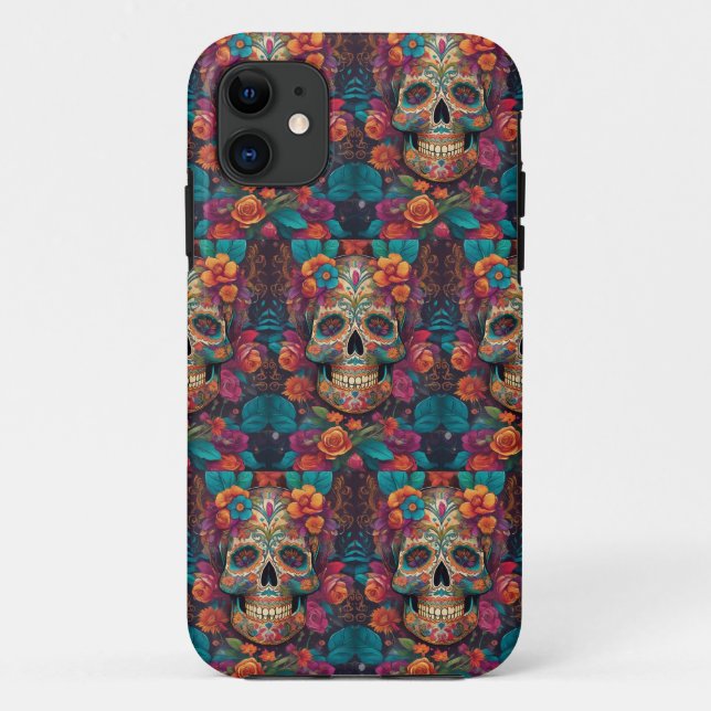 Coques Case-Mate iPhone Célébration mexicaine : Crâne à sucre Art (Dos)