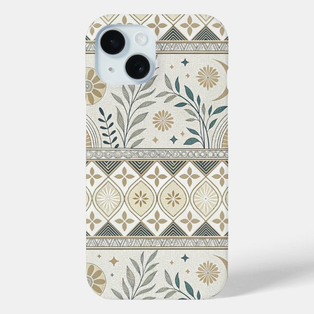 Coques Case-Mate iPhone Céleste Botanique Folk Art Motif sans couture (Verso)