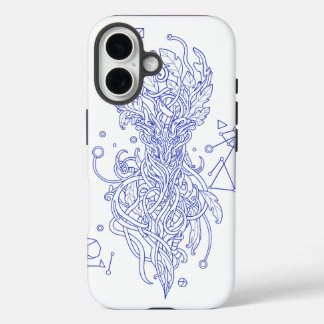 Coque Pour iPhone 16 Celestial Blue Tree of Life Line Art: Geometric