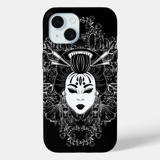 COQUES Case-Mate iPhone CELESTIEL MYSTIQUE JAPONAIS GEISHA SPIRIT SUR NOIR (Verso)