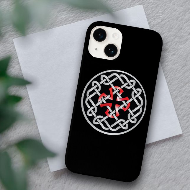 Coques Case-Mate iPhone Celtic Knot Red Metallic iPhone 14 Case (Créateur téléchargé)