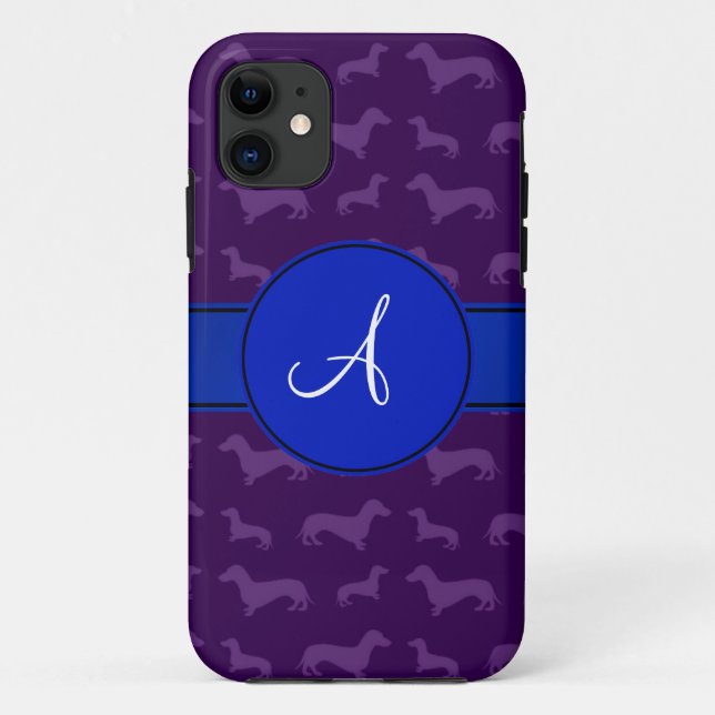 Coques Case-Mate iPhone Cercle bleu violet monogramme (Dos)