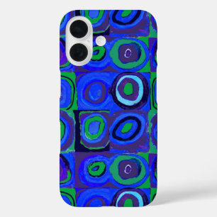 Coque Pour iPhone 16 Cercle Carré Kandinsky Farbstudie Blue Quadrate