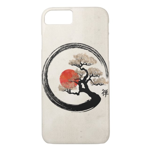 Coques Case-Mate iPhone Cercle d'Enso et arbre de bonsaïs sur la toile (Dos)