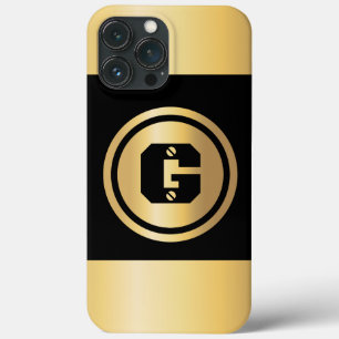 Case-Mate iPhone Case Cercle d'or personnalisé Monogramme initial Noir O