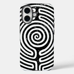 Coque Pour iPhone 16 Cercle noir Labyrinthe Art