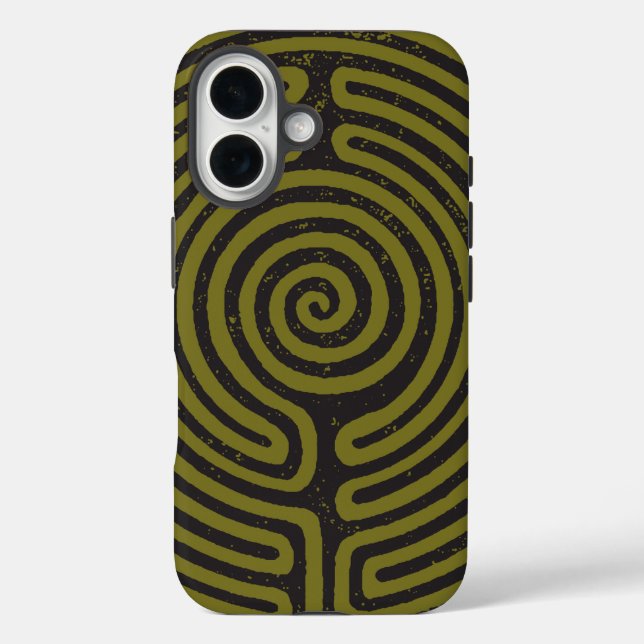 Coques Case-Mate iPhone Cercle Noir Labyrinthe (Olive) Art fin (Verso)