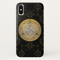 Cercle sacré jaune de la géométrie avec le motif