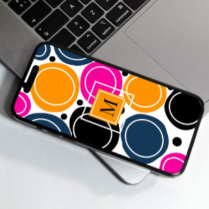 Coque Case-Mate iPhone Cercles Abstraits modernes Monogramme rose Turquoi